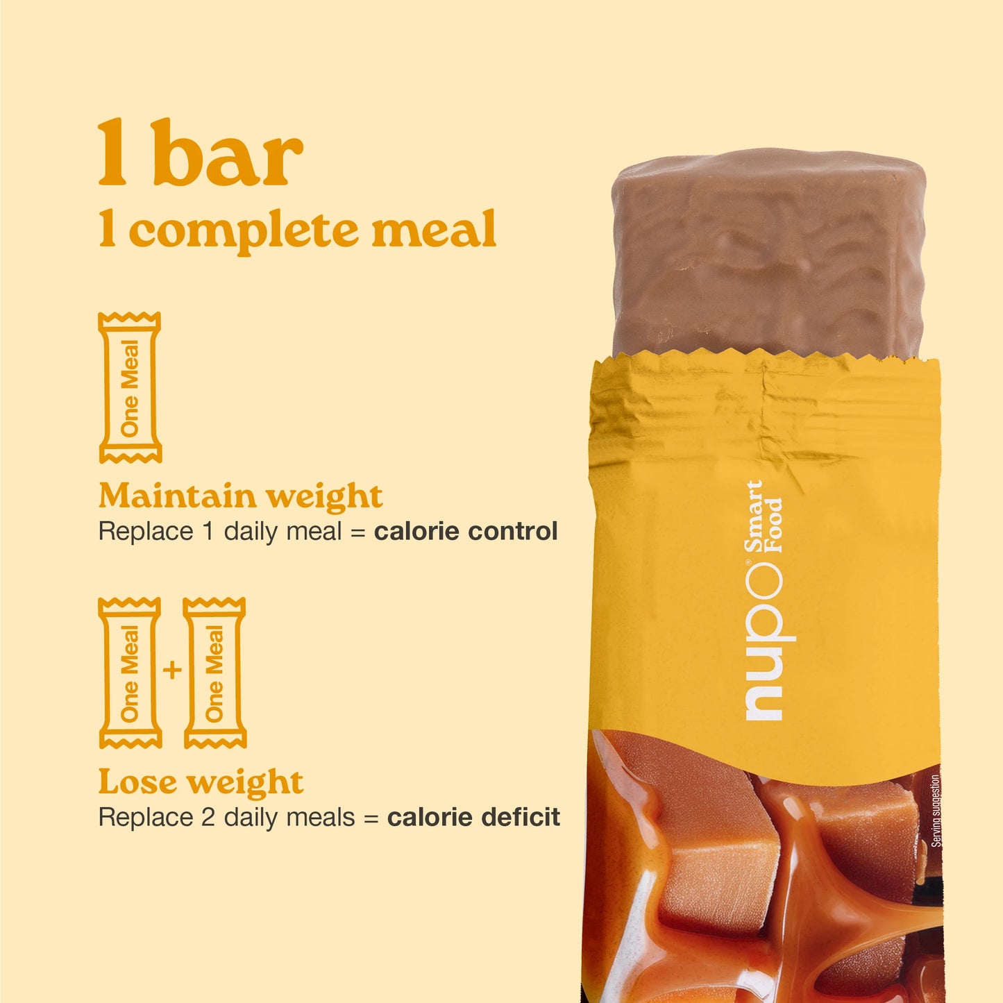 Nupo One Meal Bar Caramel meal replacement bar upright
