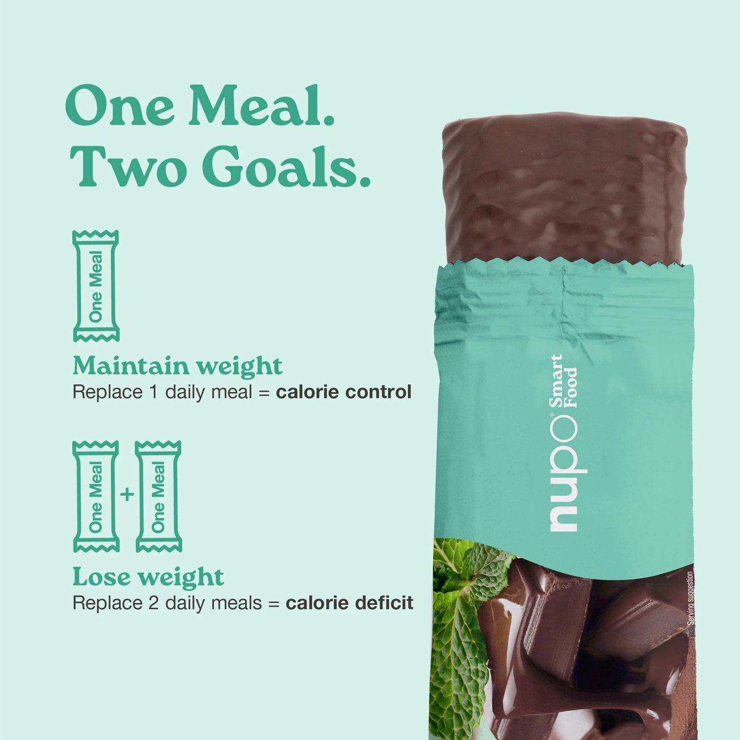 Nupo One Meal Bar Chocolate Mint meal replacement bar upright
