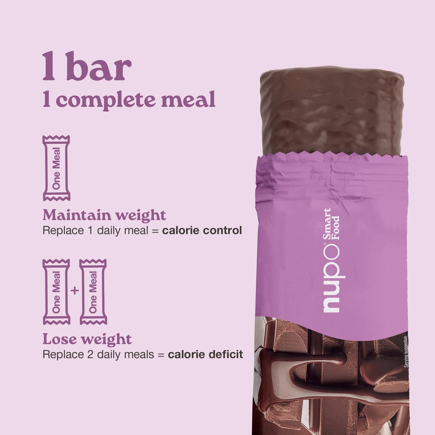 Nupo One Meal Bar Chocolate meal replacement bar upright