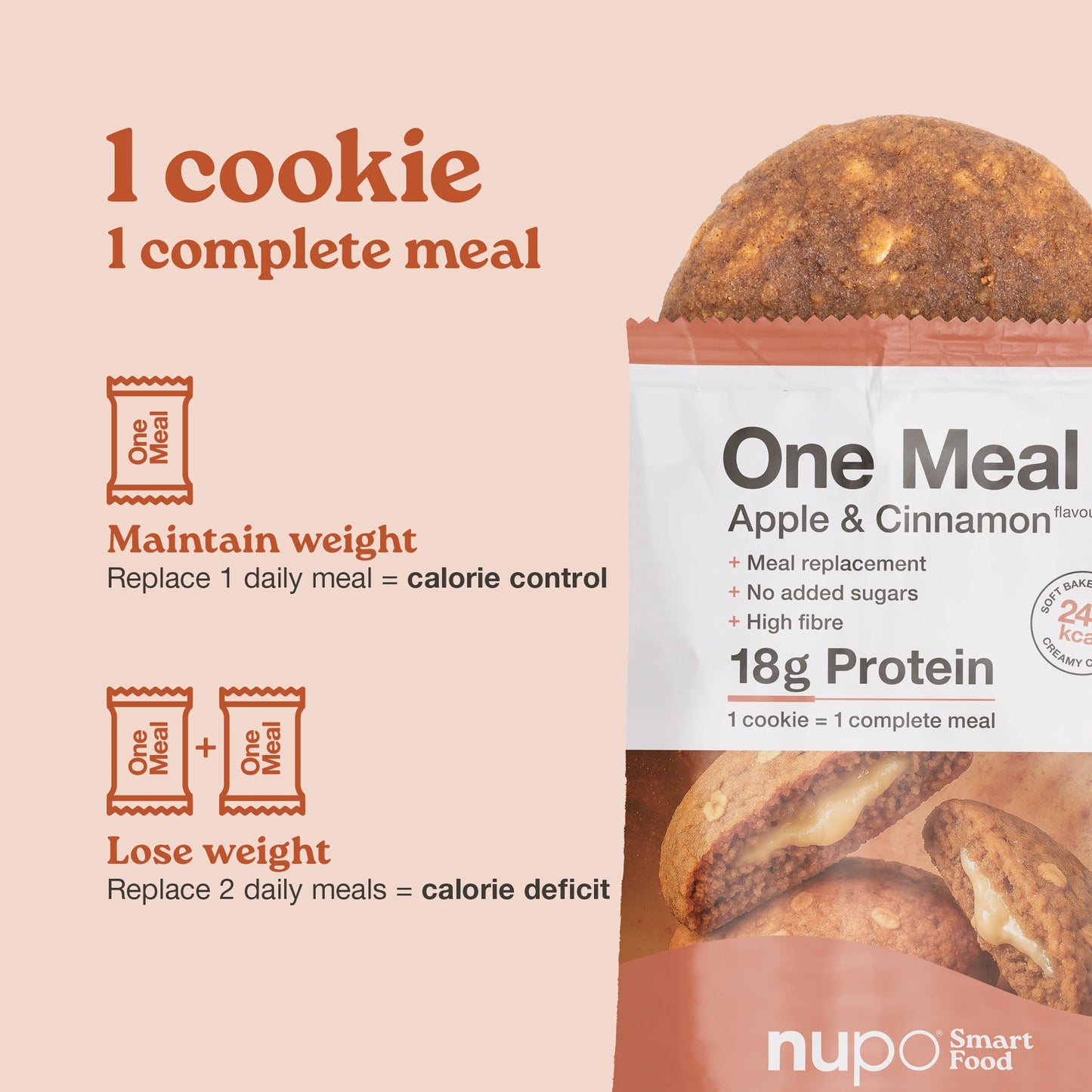 Nupo One Meal Bar Apple & Cinnamon benefits high protein fiber