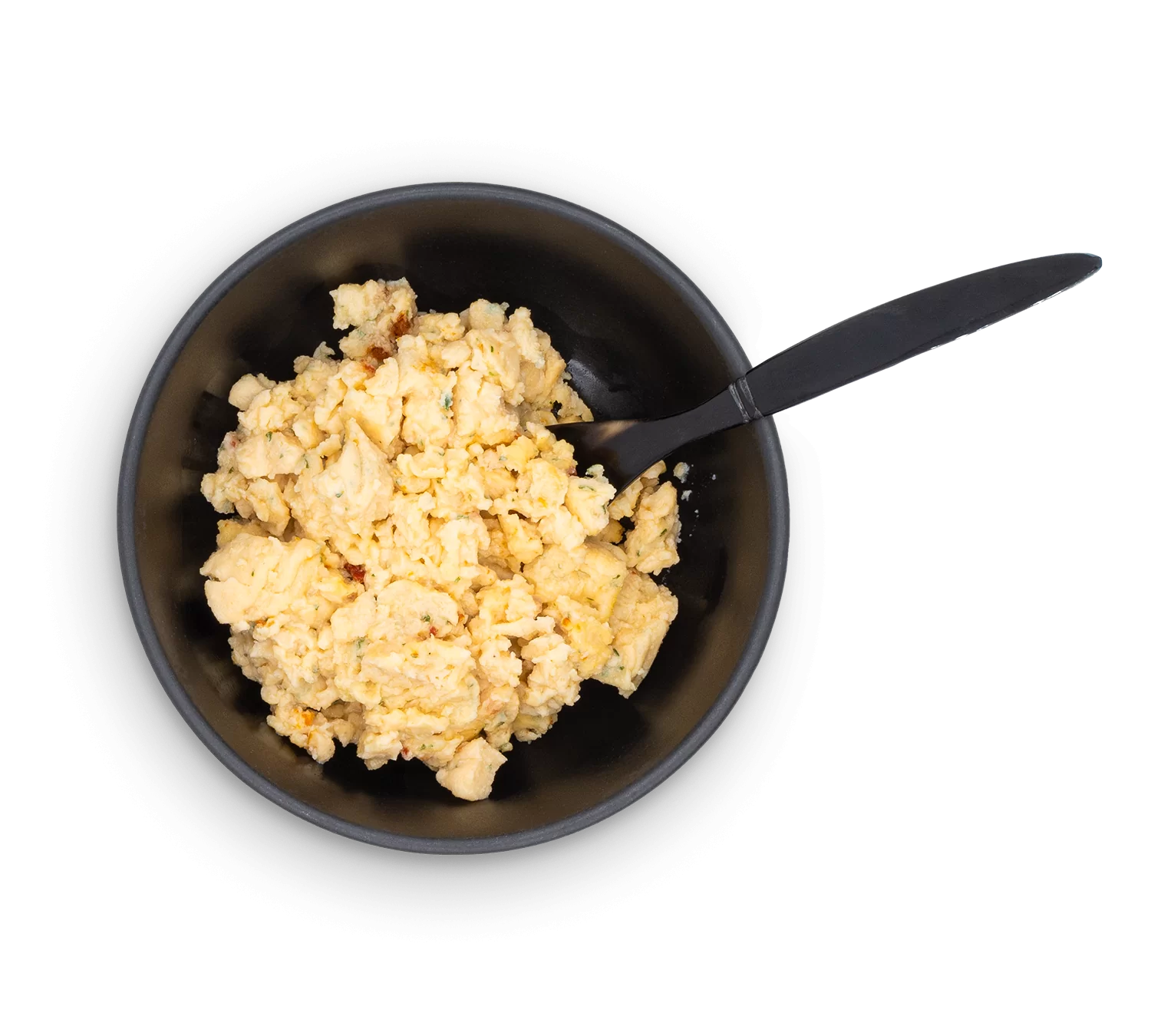 Scrambled eggs in a bowl