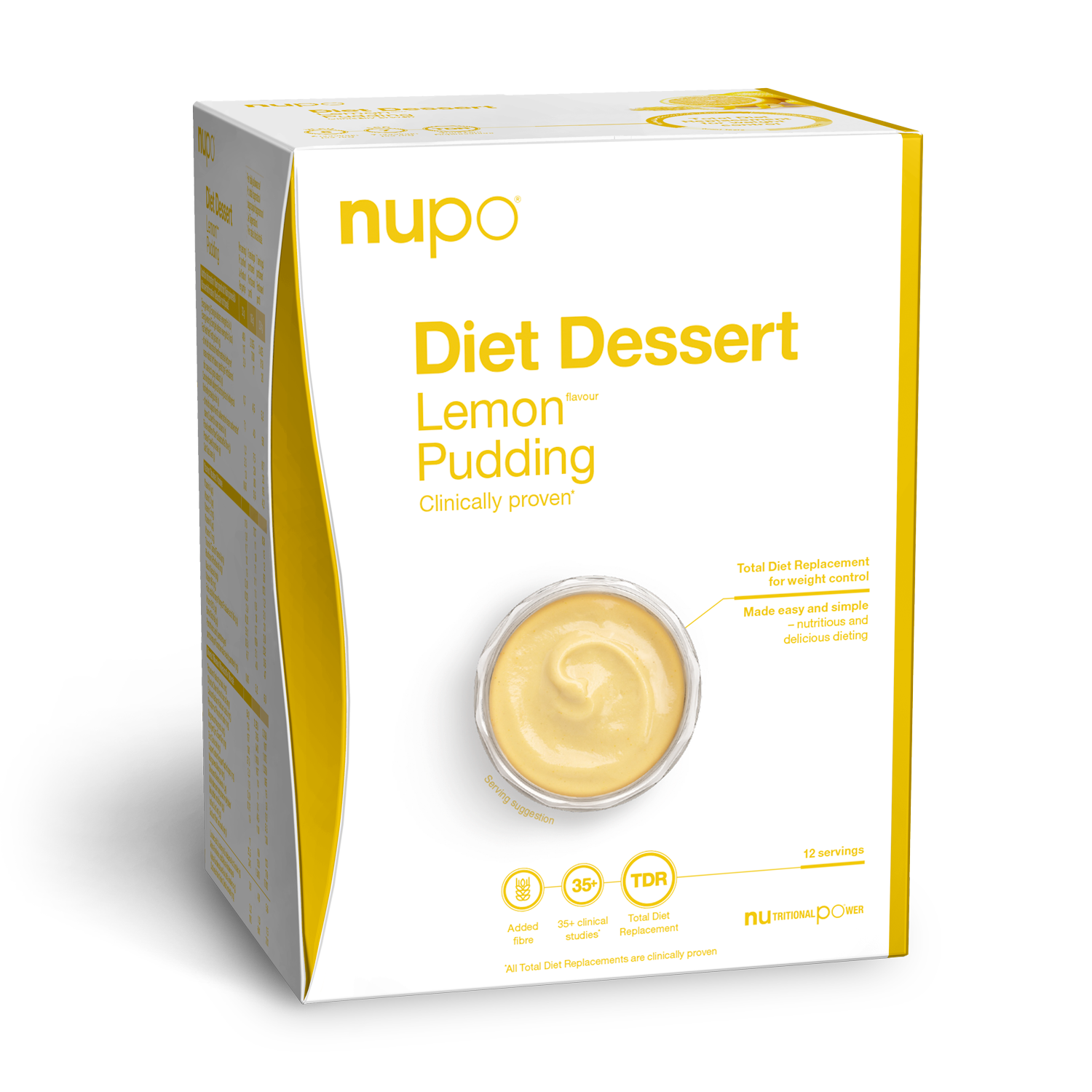 Lemon Pudding by Nupo, a creamy diet dessert with fresh lemon flavor, clinically proven for weight control.