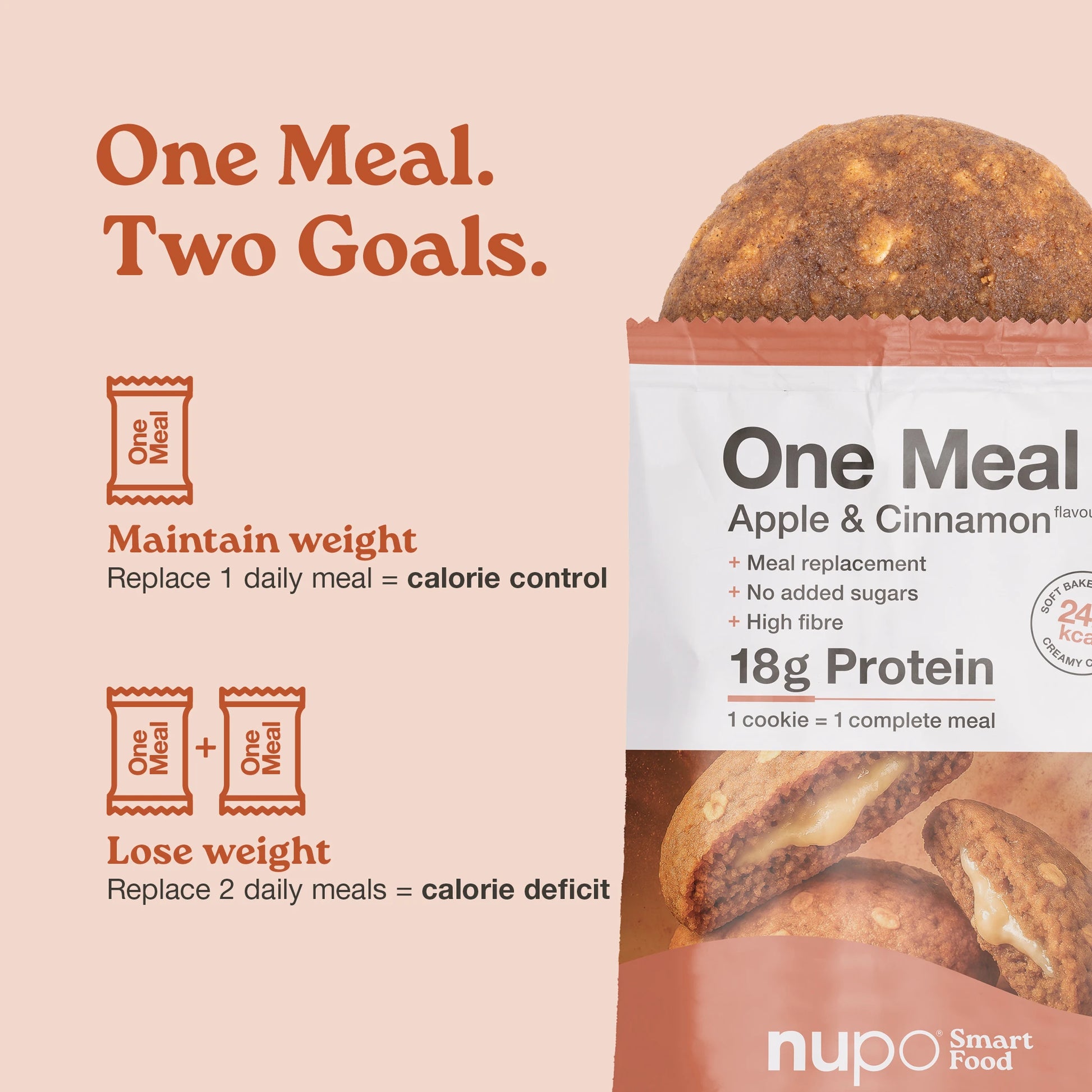 Nupo One Meal Bar Apple & Cinnamon benefits high protein fiber
