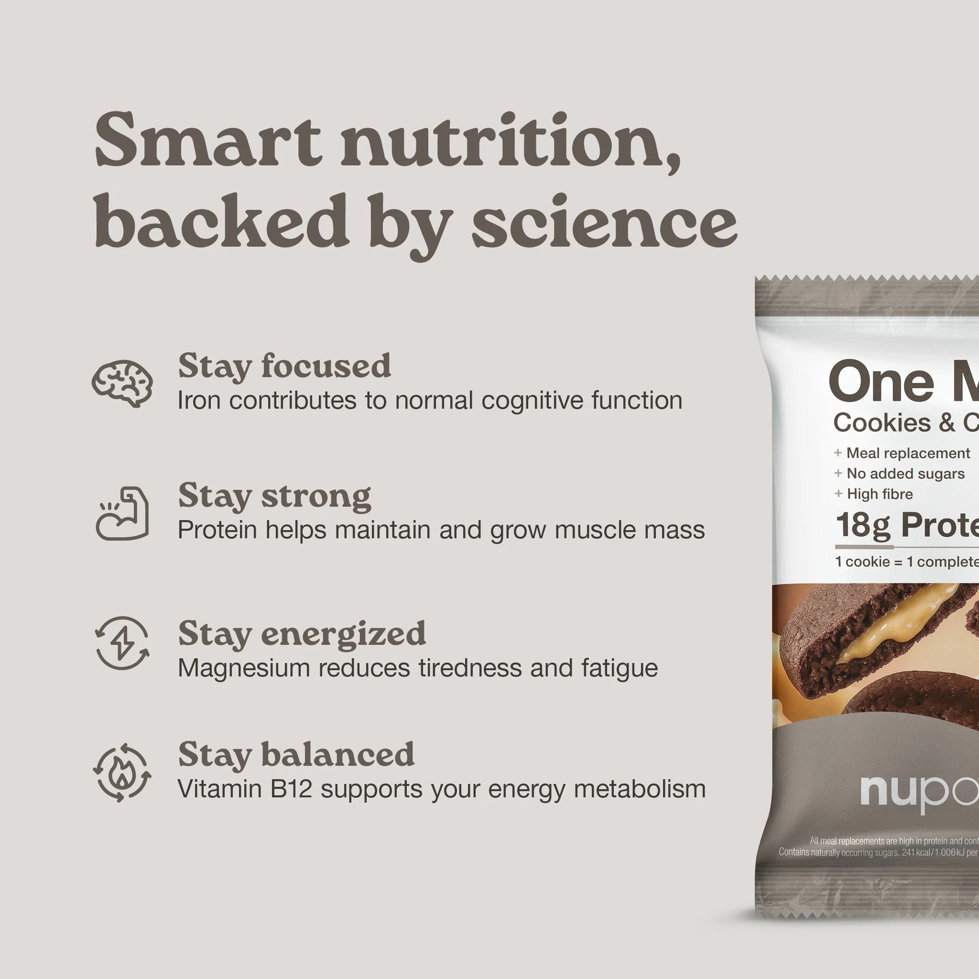 Nupo One Meal Bar Cookies & Cream bar with cookie and cream